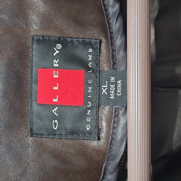 Vintage Gallery genuine lamb leather chocolate brown button down jacket coat XL - Picture 3 of 8